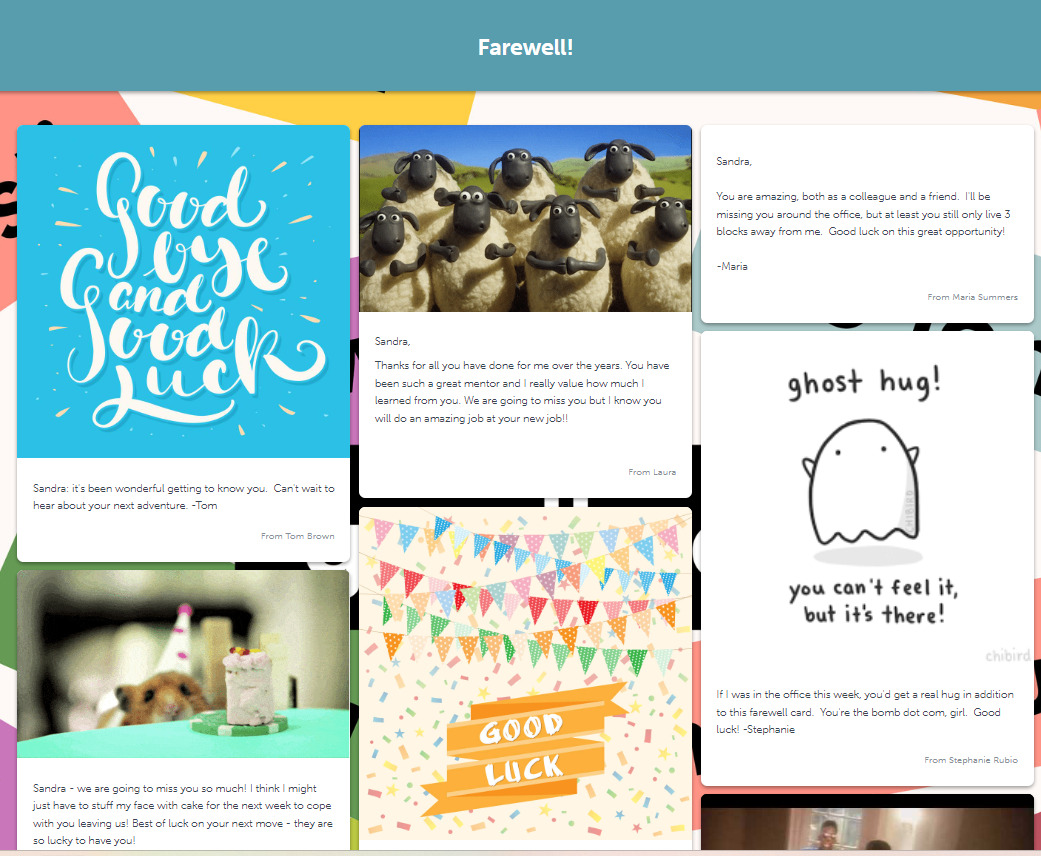 Farewell Kudoboard full with posts